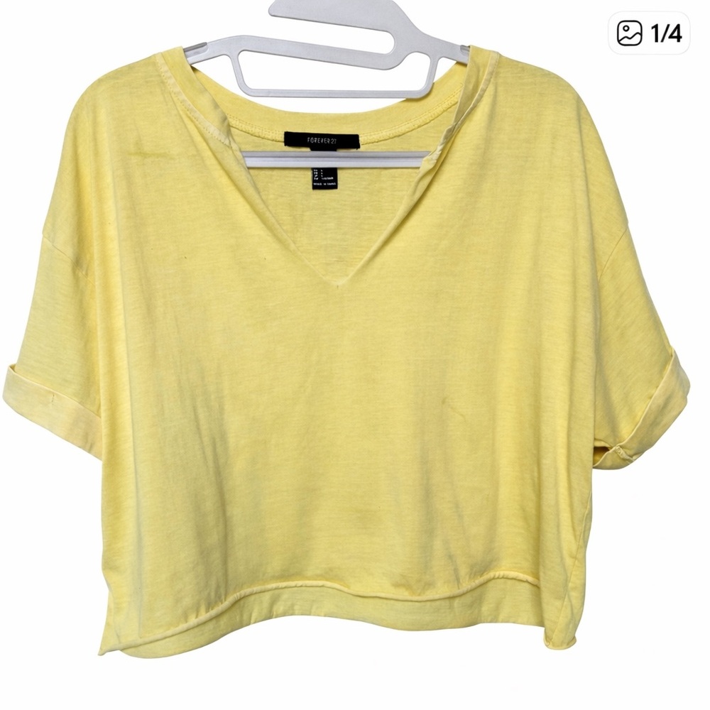 Forever 21 Yellow V-Neck Crop Top
